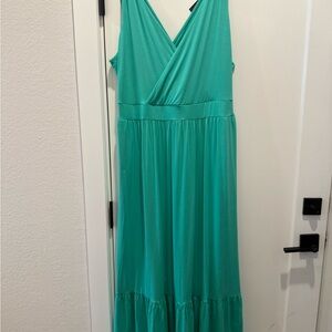 Ava & Viv Green Ruffled Wrap Maxi Dress